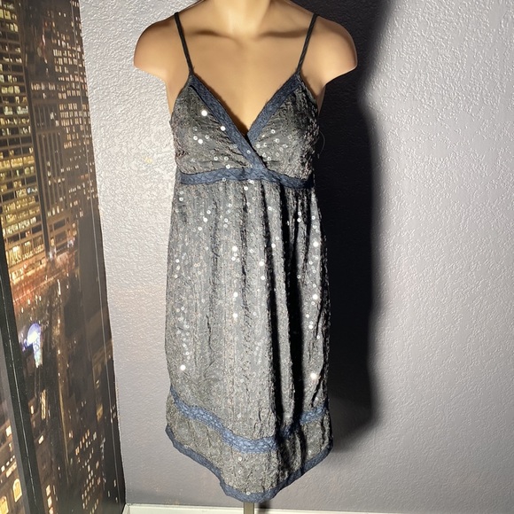 MIILLA - NWT - stretchy olive dress w sequins, adj. straps, lined - L - Picture 2 of 16